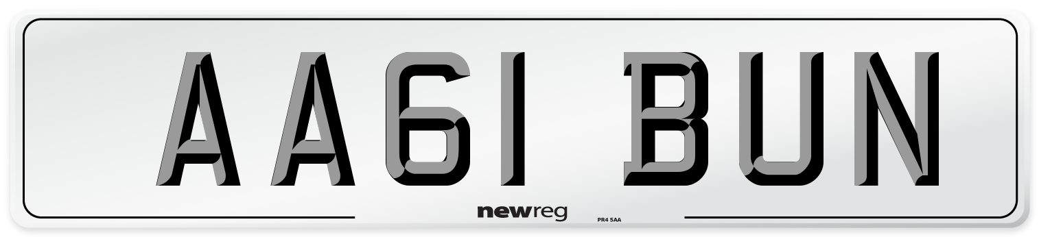 AA61 BUN Number Plate from New Reg
